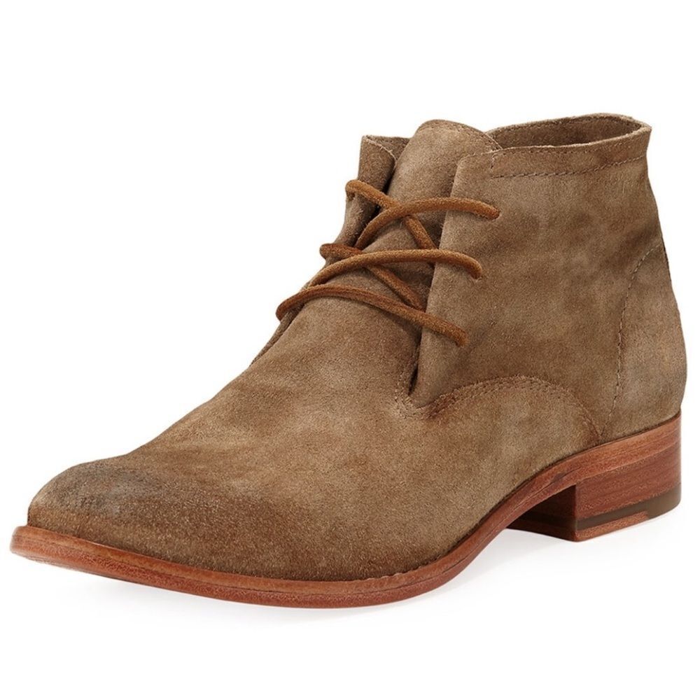 Frye Suede Carly Chukka Boots Taupe Lace Up Leather flat bootie size 7
